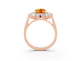 Rose gold Oval Cut Citrine Floral Double Halo Engagement Ring with Prong Setting_63