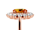 Rose gold Oval Cut Citrine Floral Double Halo Engagement Ring with Prong Setting_65