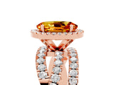 Rose gold Oval Cut Citrine Halo Ring with Round Split Shank and Prong Setting_53