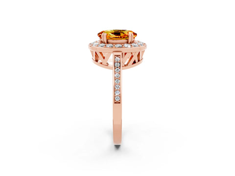 Rose gold Oval Cut Citrine Halo Ring with Split Shank and Four-Prong Setting_2