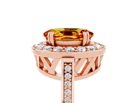 Rose gold Oval Cut Citrine Halo Ring with Split Shank and Four-Prong Setting_5