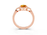 Rose gold Oval Cut Citrine Halo Ring with Tapered Band and Four-Prong Setting_3