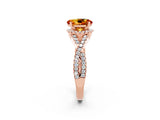 Rose gold Oval Cut Citrine Halo Twist Band Solitaire Prong Setting Ring_2
