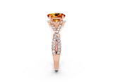 Rose gold Oval Cut Citrine  Halo Twist Band Solitaire Prong Setting Ring_26