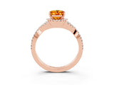 Rose gold Oval Cut Citrine  Halo Twist Band Solitaire Prong Setting Ring_27