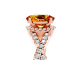 Rose gold Oval Cut Citrine  Halo Twist Band Solitaire Prong Setting Ring_29