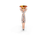 Rose gold Oval Cut Citrine  Halo Twist Band Solitaire Prong Setting Ring_44