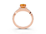 Rose gold Oval Cut Citrine  Halo Twist Band Solitaire Prong Setting Ring_45