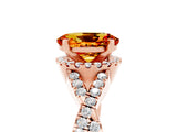 Rose gold Oval Cut Citrine Halo Twist Band Solitaire Prong Setting Ring_5