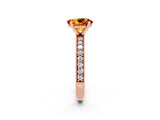 Rose gold Oval Cut Citrine Milgrain Pavé Engagement Ring with Four-Prong Setting_14