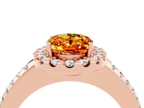 Rose gold Oval Cut Citrine Pavé Halo Ring with Four-Prong Setting_16
