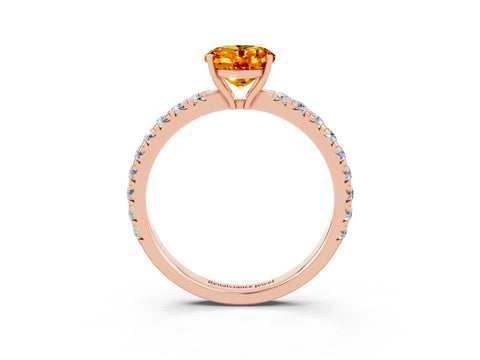 Rose gold Oval Cut Citrine Pavé Solitaire Engagement Ring with Four-Prong Setting_15