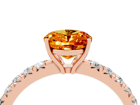 Rose gold Oval Cut Citrine Pavé Solitaire Engagement Ring with Four-Prong Setting_16