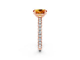 Rose gold Oval Cut Citrine Pavé Solitaire Ring with Round Band and Prong Setting_14