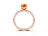 Rose gold Oval Cut Citrine Pavé Solitaire Ring with Round Band and Prong Setting_15