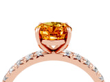 Rose gold Oval Cut Citrine Pavé Solitaire Ring with Round Band and Prong Setting_16