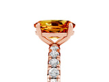 Rose gold Oval Cut Citrine Pavé Solitaire Ring with Round Band and Prong Setting_17