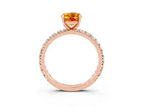 Rose gold Oval Cut Citrine Pavé Solitaire Ring with Round Band and Prong Setting_27