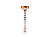 Rose gold Oval Cut Citrine Pave Band Solitaire Ring with Four-Prong Setting_26