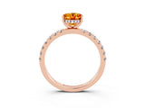 Rose gold Oval Cut Citrine Pave Band Solitaire Ring with Four-Prong Setting_27