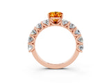 Rose gold Oval Cut Citrine Prong Setting with Side Stones on a Pave Band_3