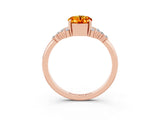 Rose gold Oval Cut Citrine Ring with Side Stones and Four-Prong Setting_75
