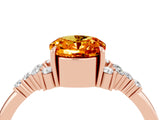 Rose gold Oval Cut Citrine Ring with Side Stones and Four-Prong Setting_76