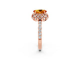 Rose gold Oval Cut Citrine Scalloped Halo Engagement Ring with Round Shared Prong Band_14