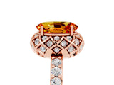 Rose gold Oval Cut Citrine Scalloped Halo Engagement Ring with Round Shared Prong Band_17