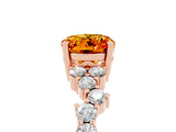 Rose gold Oval Cut Citrine Scattered Round Accent Ring with Prong Setting_17