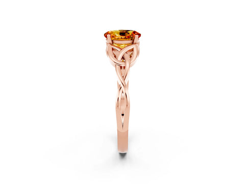 Rose gold Oval Cut Citrine Solitaire Celtic Knot Ring with Four-Prong Setting_14