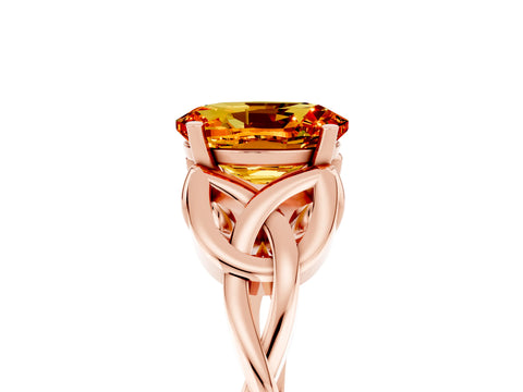 Rose gold Oval Cut Citrine Solitaire Celtic Knot Ring with Four-Prong Setting_17