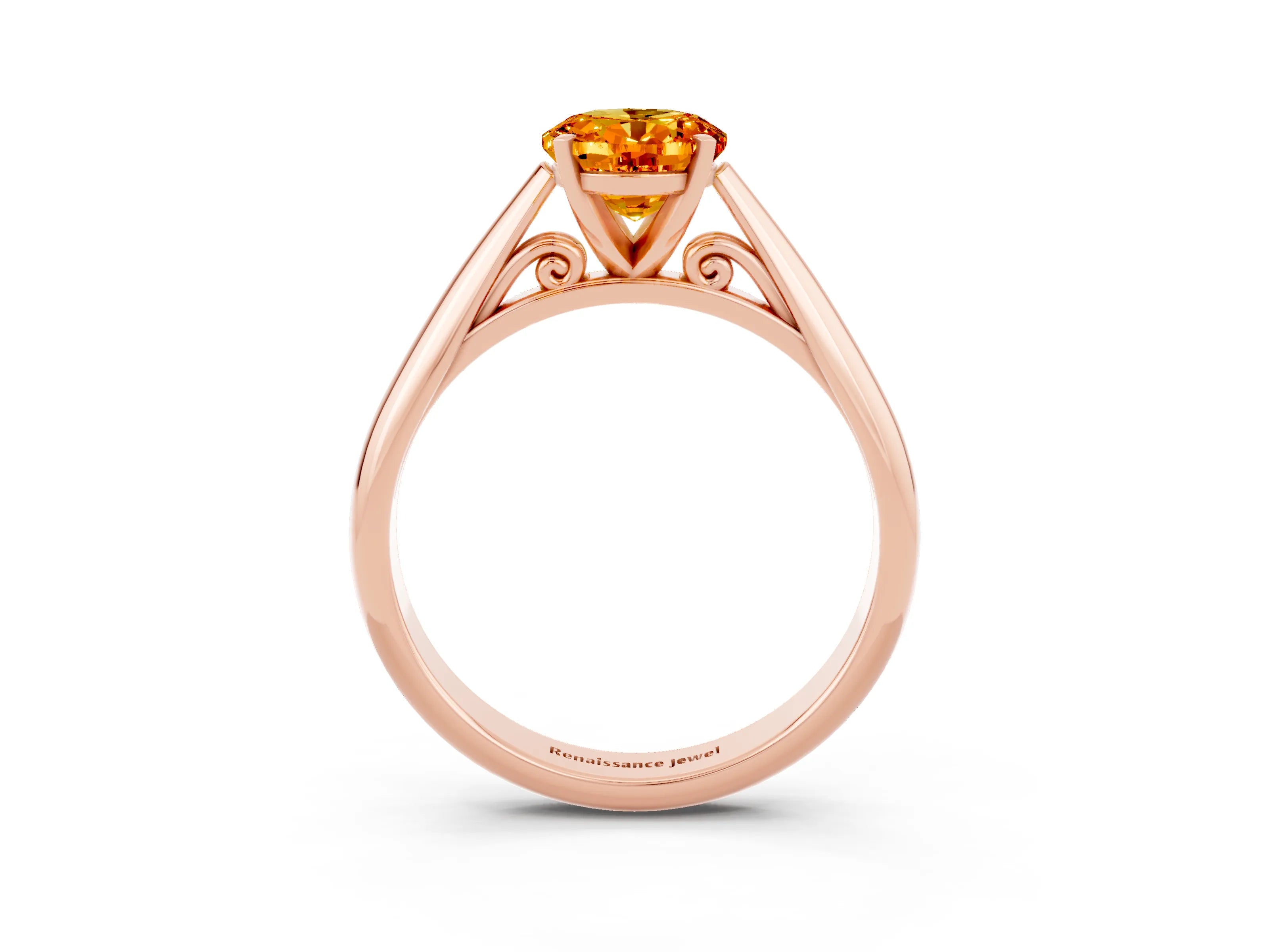 Rose gold Oval Cut Citrine Solitaire Engagement Ring with Cathedral Setting and Four-Prong Mount_15