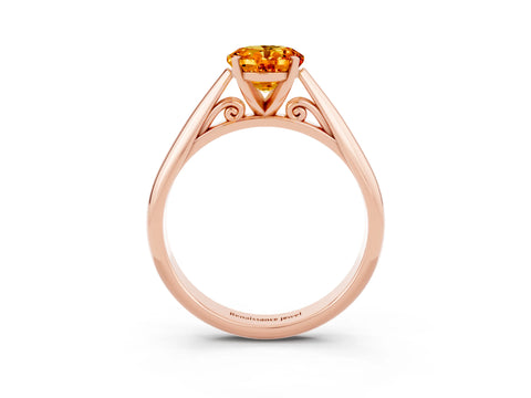 Rose gold Oval Cut Citrine Solitaire Engagement Ring with Cathedral Setting and Four-Prong Mount_15