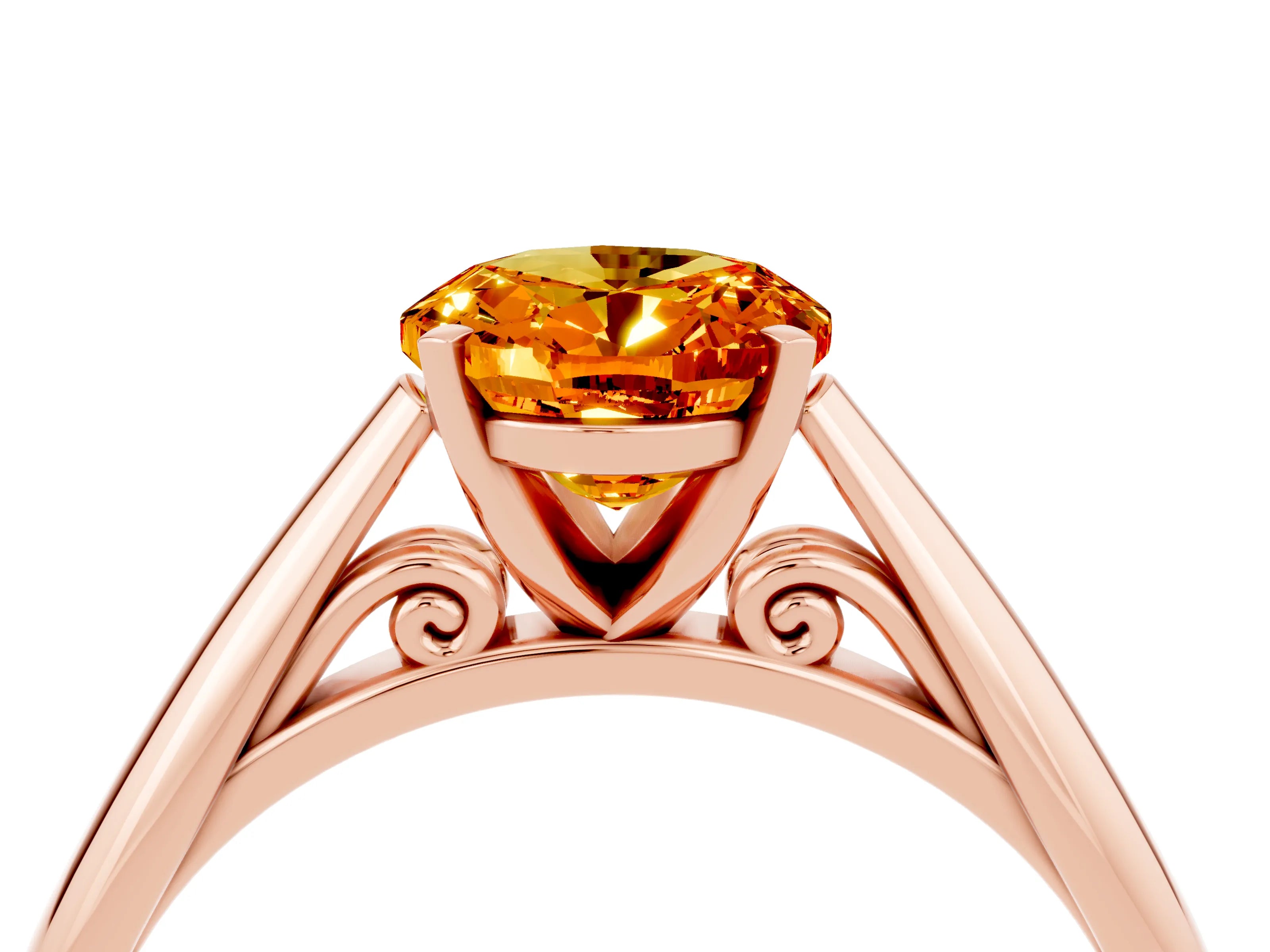 Rose gold Oval Cut Citrine Solitaire Engagement Ring with Cathedral Setting and Four-Prong Mount_16