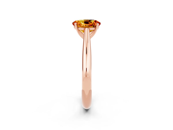 Rose gold Oval Cut Citrine Solitaire Engagement Ring with Cathedral Setting and Four-Prong Mount
