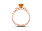 Rose gold Oval Cut Citrine Solitaire Engagement Ring with Cathedral Setting and Four-Prong Mount_27