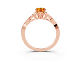 Rose gold Oval Cut Citrine Solitaire Engagement Ring with Celtic Knot Band and Four-Prong Setting_3