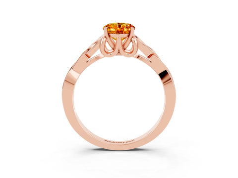Rose gold Oval Cut Citrine Solitaire Engagement Ring with Celtic Knot Band and Four-Prong Setting_3