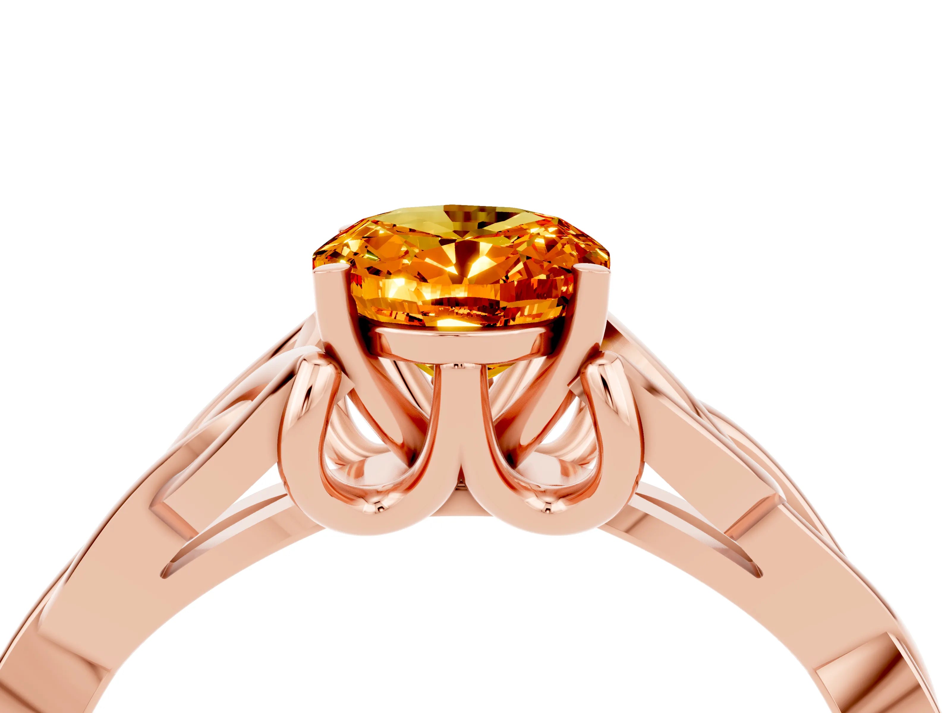 Rose gold Oval Cut Citrine Solitaire Engagement Ring with Celtic Knot Band and Four-Prong Setting_4