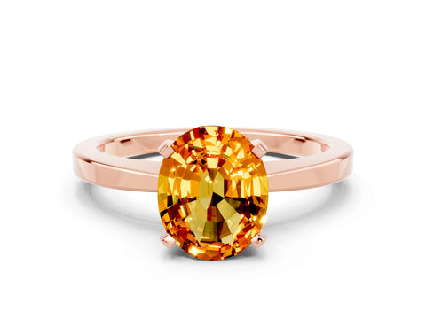 Rose gold Oval Cut Citrine Solitaire Engagement Ring with Classic Band and Four-Prong Setting_43
