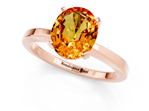 Rose gold Oval Cut Citrine Solitaire Engagement Ring with Classic Band and Four-Prong Setting_44