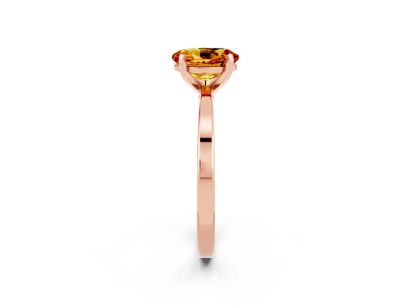 Rose gold Oval Cut Citrine Solitaire Engagement Ring with Classic Band and Four-Prong Setting