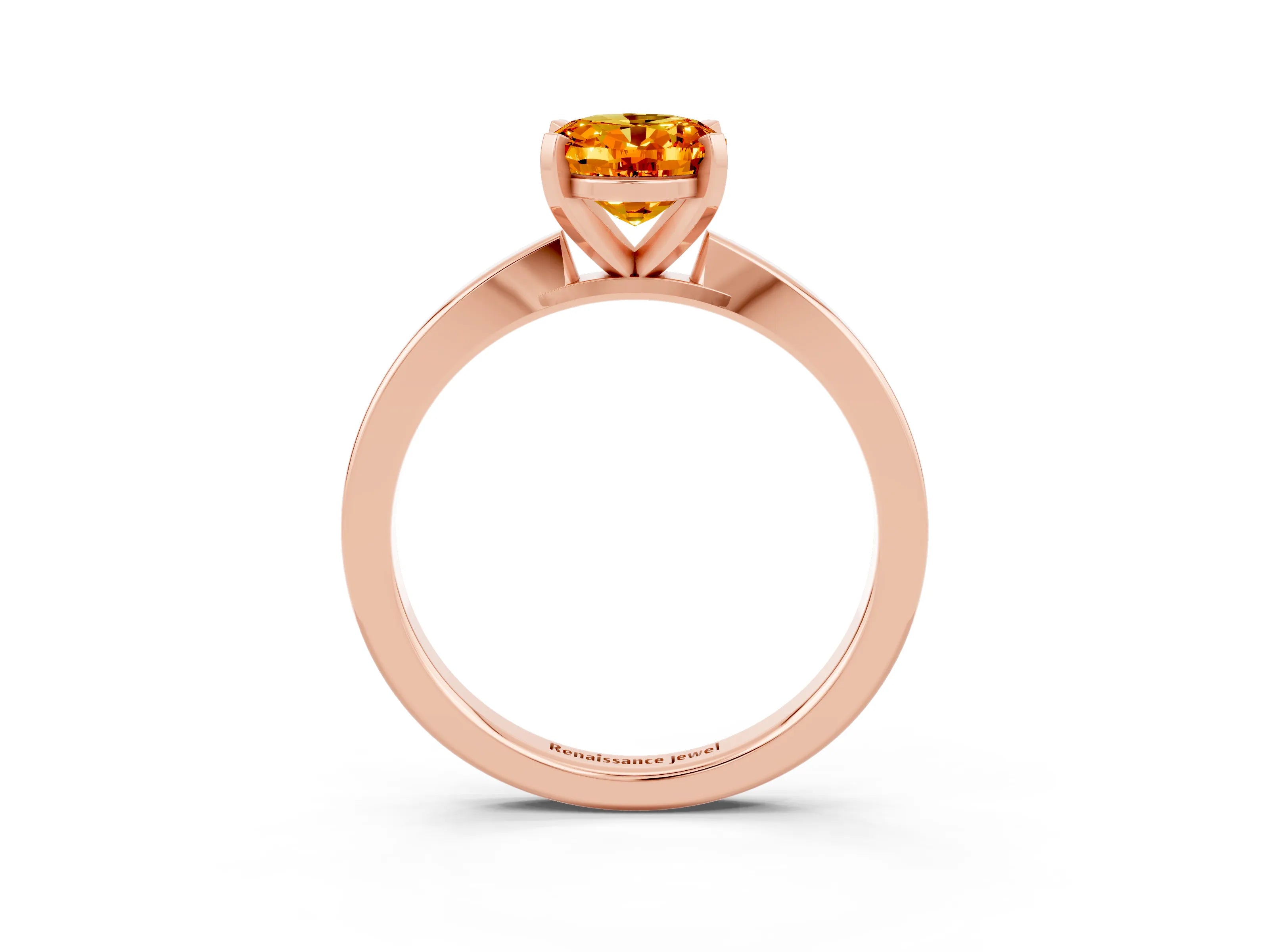 Rose gold Oval Cut Citrine Solitaire Engagement Ring with Classic Band and Four-Prong Setting_46