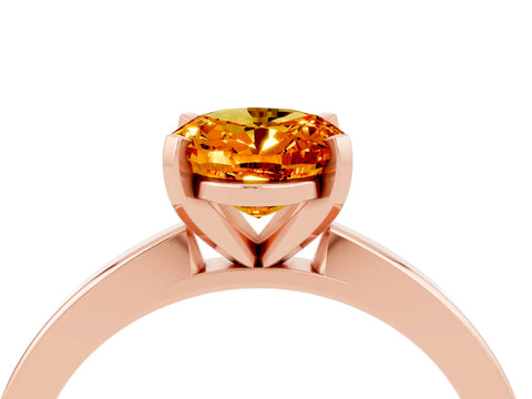 Rose gold Oval Cut Citrine Solitaire Engagement Ring with Classic Band and Four-Prong Setting_47