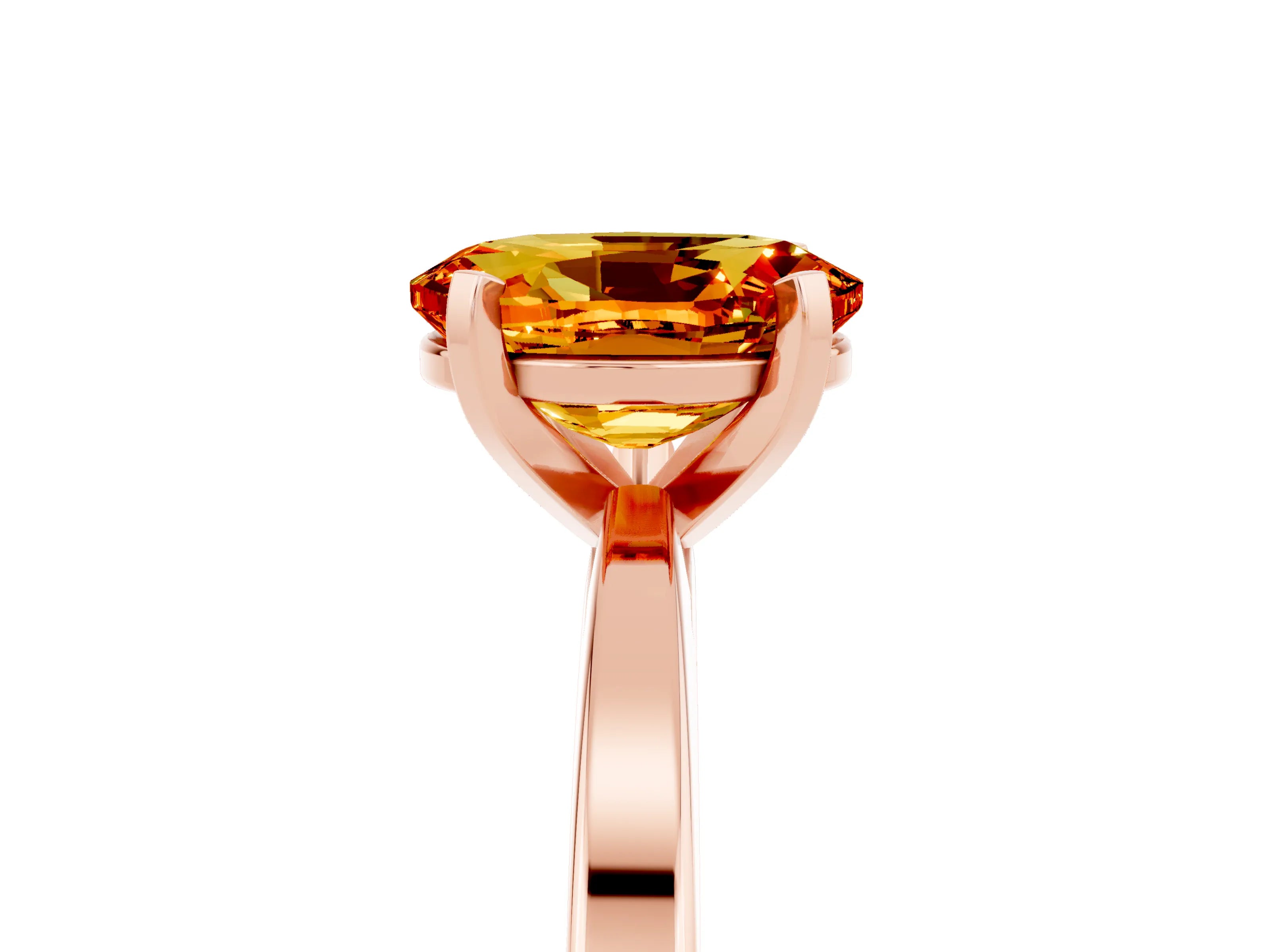 Rose gold Oval Cut Citrine Solitaire Engagement Ring with Classic Band and Four-Prong Setting_48