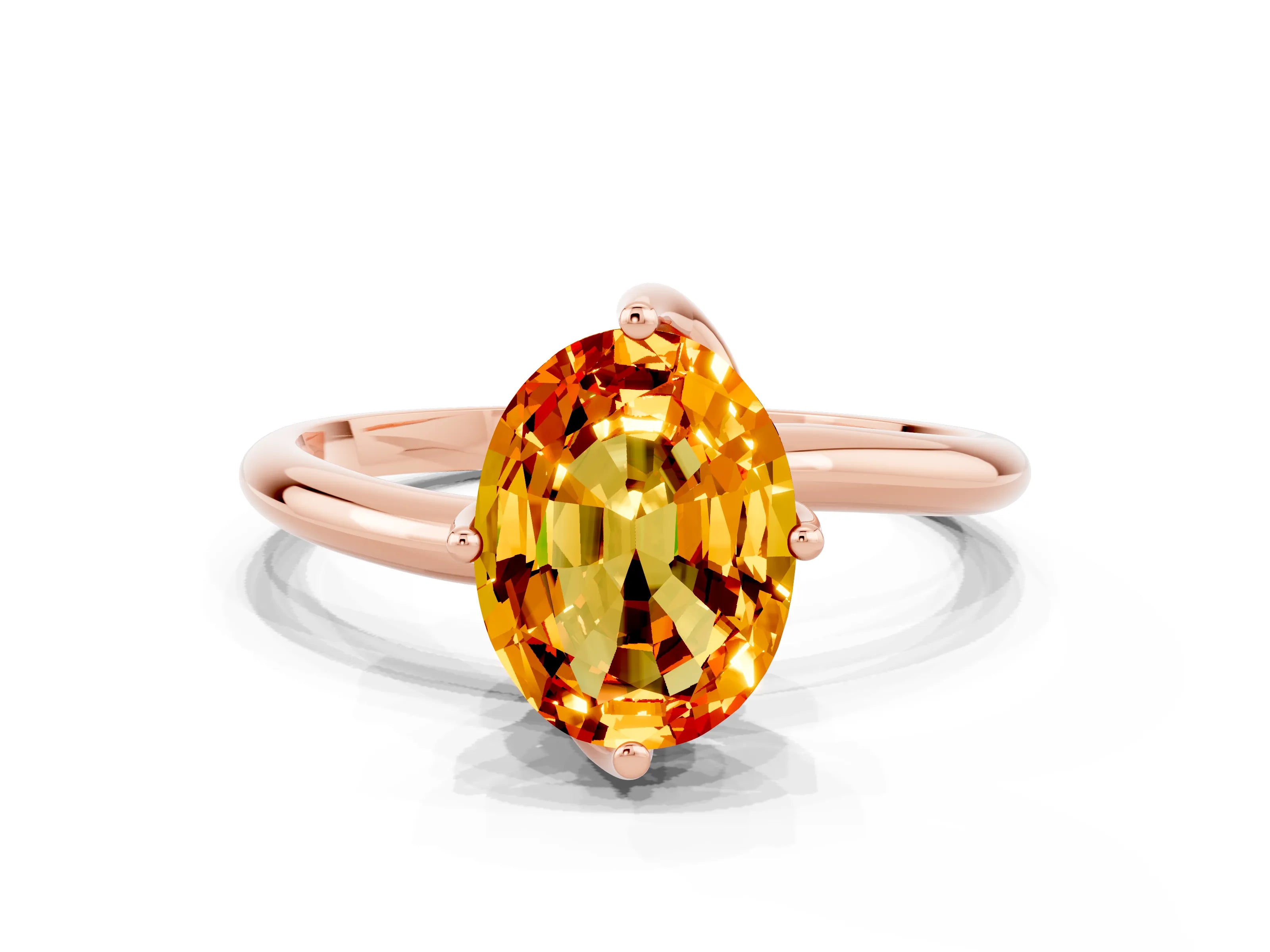Rose gold Oval Cut Citrine Solitaire Engagement Ring with Four-Prong Setting and Classic Band_12