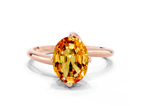 Rose gold Oval Cut Citrine Solitaire Engagement Ring with Four-Prong Setting and Classic Band_12