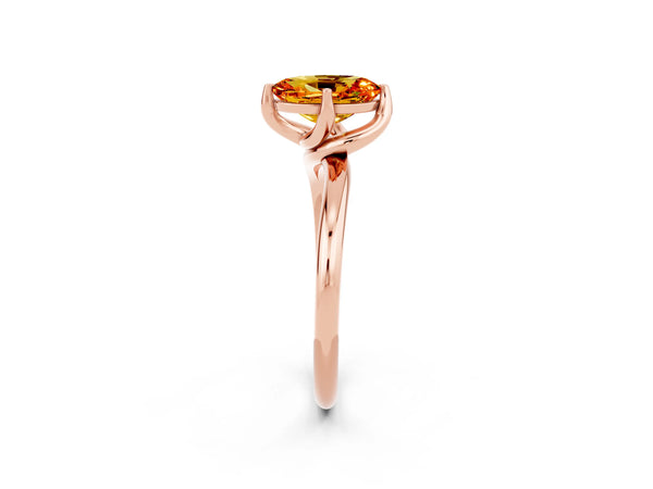 Rose gold Oval Cut Citrine Solitaire Engagement Ring with Four-Prong Setting and Classic Band