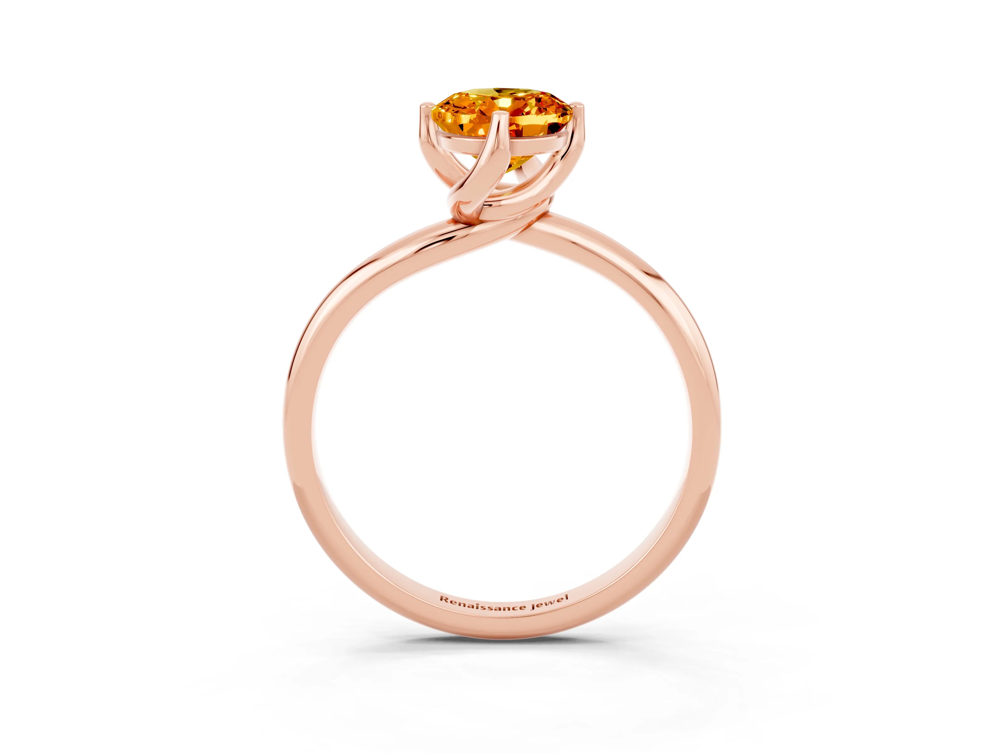 Rose gold Oval Cut Citrine Solitaire Engagement Ring with Four-Prong Setting and Classic Band_15